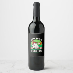Ghost Baseball Player Halloween Wine Label