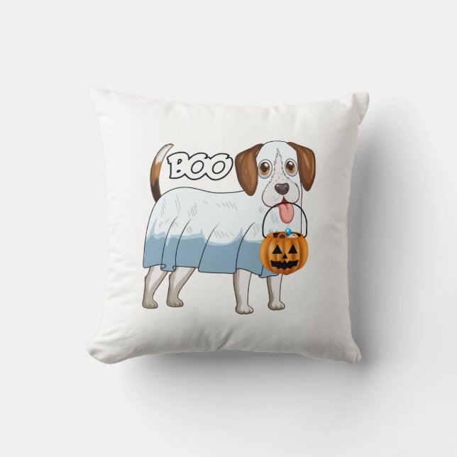 Ghost Beagle Halloween Dog Cushion (Front)