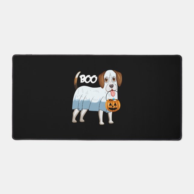 Ghost Beagle Halloween Dog Desk Mat (Front)