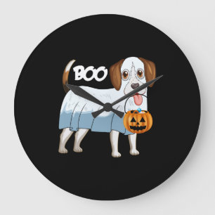 Ghost Beagle Halloween Dog Large Clock