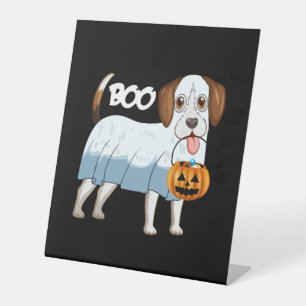 Ghost Beagle Halloween Dog Pedestal Sign