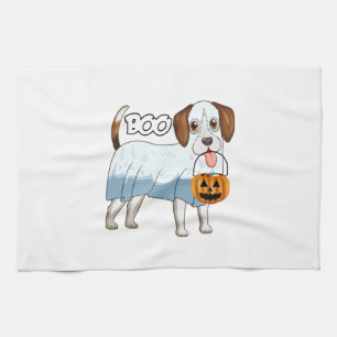 Ghost Beagle Halloween Dog Tea Towel