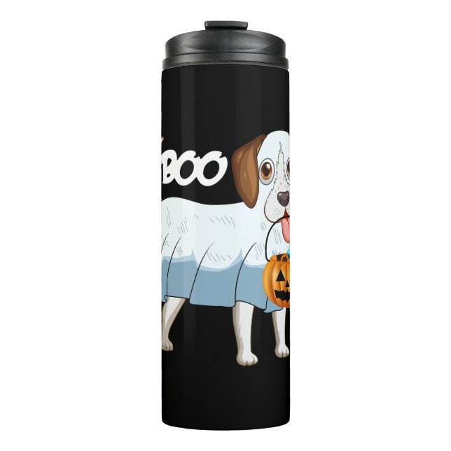 Ghost Beagle Halloween Dog Thermal Tumbler (Front)