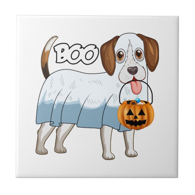 Ghost Beagle Halloween Dog Tile (Front)