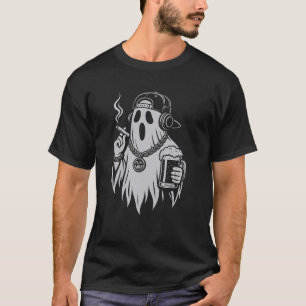 Ghost Beer Cigarette Halloween Hip Hop Men Women T-Shirt