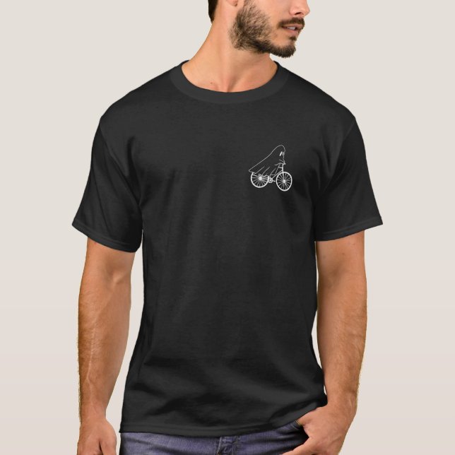 Ghost Bicycle Pocket Halloween Costume Spirit Bike T-Shirt (Front)