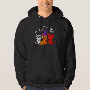 Ghost Black Cat Boo Y'all Pumpkin Halloween Leopar Hoodie
