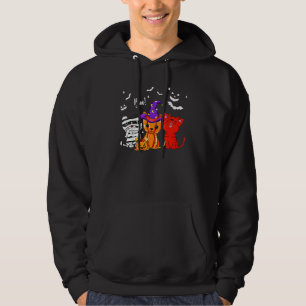 Ghost Black Cat Boo Y'all Pumpkin Halloween Leopar Hoodie