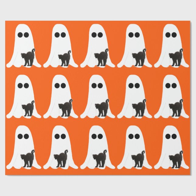 Ghost Black Cat Wrapping Paper (Flat)
