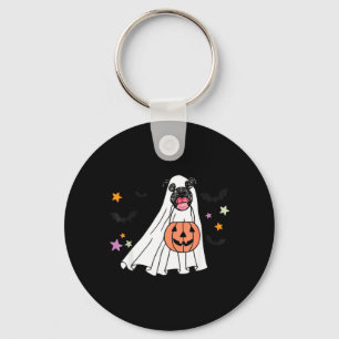 Ghost Black Pitbull Boo Dog Lover Halloween Key Ring