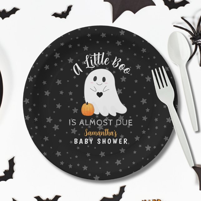 Ghost Boo Halloween Baby Shower Paper Plate (Creator Uploaded)
