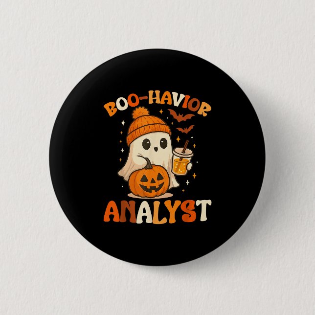 Ghost Boo Havior Analyst Funny Halloween Behaviour 6 Cm Round Badge (Front)