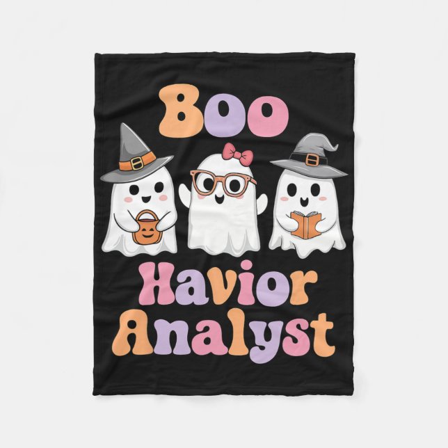 Ghost Boo Havior Analyst Funny Halloween Behaviour Fleece Blanket (Front)