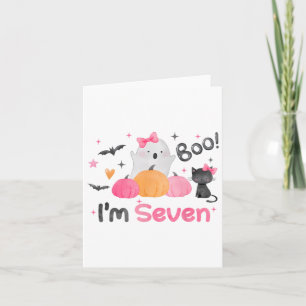 Ghost Boo I'm Seven 7 Year Old Halloween Kids 7th Card