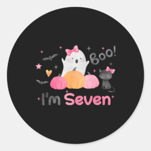 Ghost Boo I'm Seven 7 Year Old Halloween Kids 7th  Classic Round Sticker