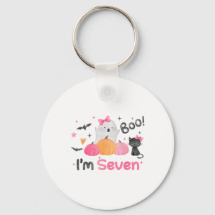 Ghost Boo I'm Seven 7 Year Old Halloween Kids 7th  Key Ring
