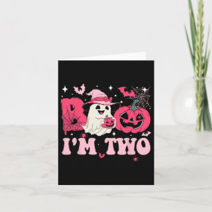 Ghost Boo I'm Two 2nd Birthday Kids Halloween Groo Card