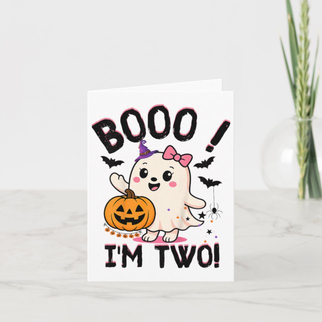 Ghost Boo I'm Two Years 2nd Birthday Toddler Hallo Card (Front)