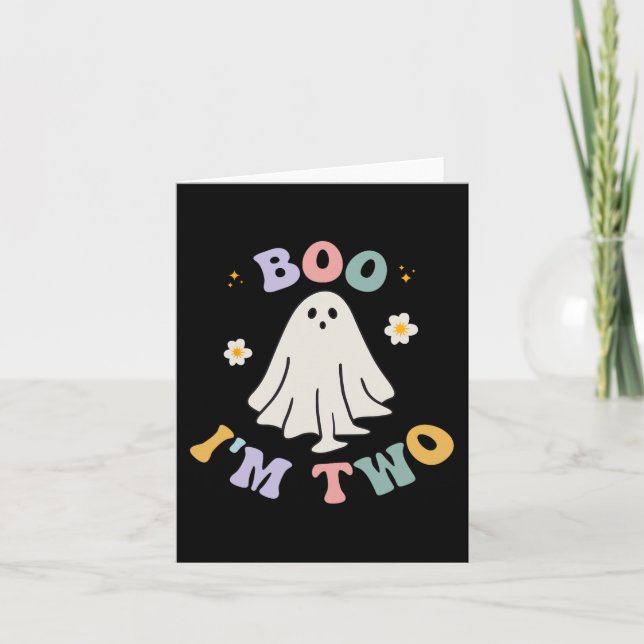 Ghost Boo I'm Two Yr 2nd Birthday Kids Halloween G Card (Front)