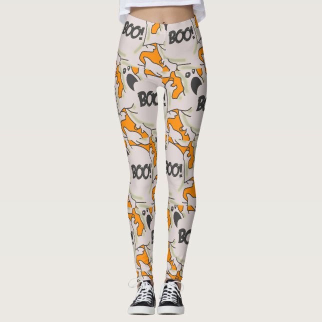 Ghost Boo orange Leggings (Front)
