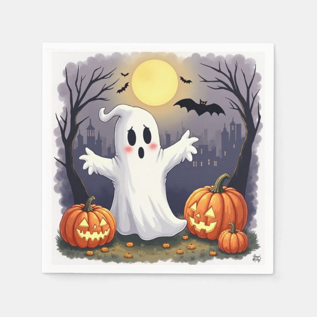 Ghost Boo Scene  Napkin (Front)