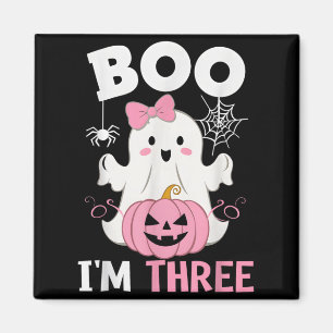 Ghost Boo Three Year 3rd Birthday Girls Halloween Magnet