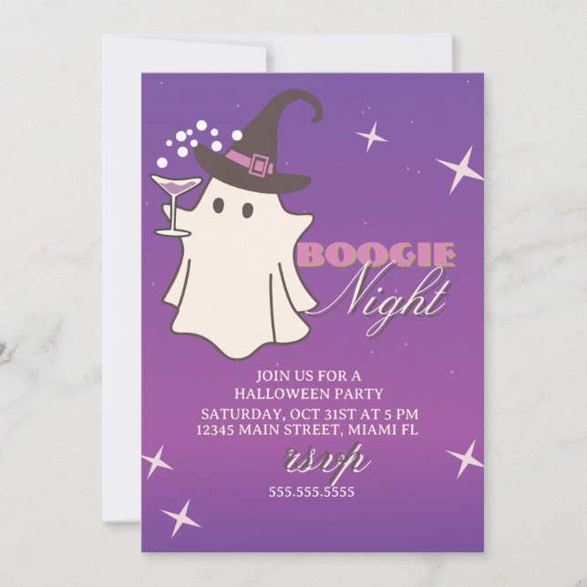 Ghost Boogie Nights Halloween Party Announcement (Front)