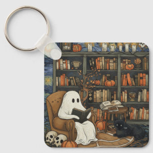 Ghost Book Reader Reading Book Literature Lover Key Ring