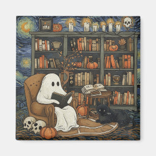 Ghost Book Reader Reading Book Literature Lover Magnet