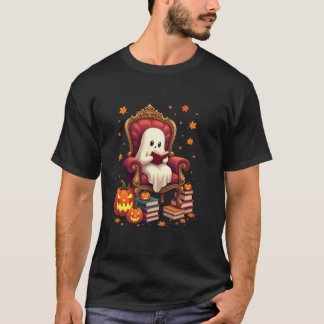 Ghost Book Reader Reading Book Lover Teacher Funny T-Shirt