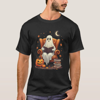 Ghost Book Reader Reading Book Lover Teacher Funny T-Shirt