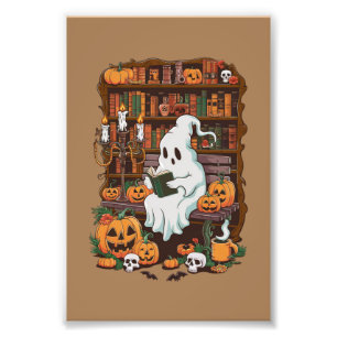 Ghost Book Reader Reading Lover Gift Reader  Photo Print