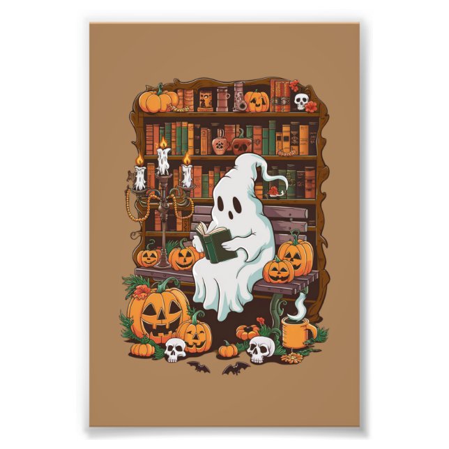 Ghost Book Reader Reading Lover Gift Reader  Photo Print (Front)