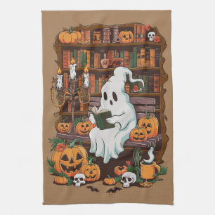 Ghost Book Reader Reading Lover Gift Reader Tea Towel
