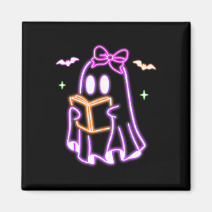 Ghost Book Reading Halloween Cute Ghost Book Lover Magnet