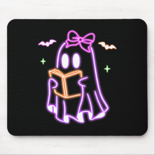 Ghost Book Reading Halloween Cute Ghost Book Lover Mouse Pad
