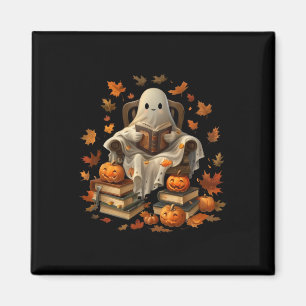 Ghost Book Reading Pumpkin Gothic Halloween Teache Magnet