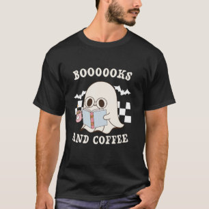 Ghost Books Coffe School Librarian Teacher Hallowe T-Shirt