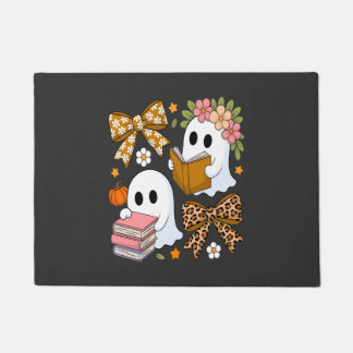 Ghost Books Halloween Floral Fall Halloween Doormat