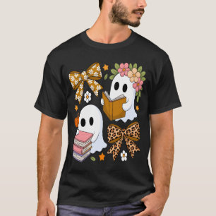Ghost Books Halloween Floral Fall Halloween T-Shirt