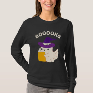 Ghost Books Reading Halloween Book Teachers Women T-Shirt