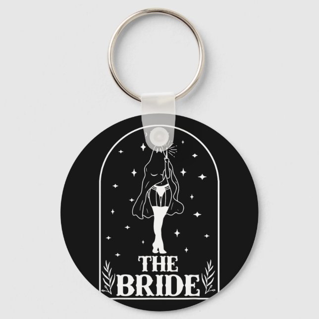 Ghost Bride Coven Gothic Halloween Wedding Bachelo Key Ring (Front)