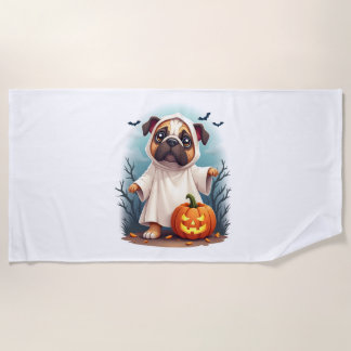 Ghost Bulldog Boo Beach Towel