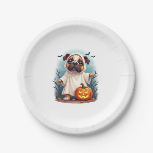 Ghost Bulldog Boo Paper Plate