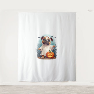 Ghost Bulldog Boo Tapestry