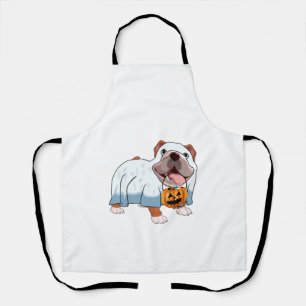 Ghost Bulldog Halloween Dog Apron