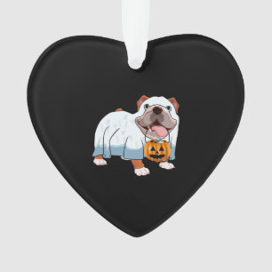 Ghost Bulldog Halloween Dog Ornament