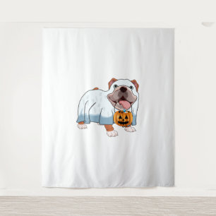 Ghost Bulldog Halloween Dog Tapestry