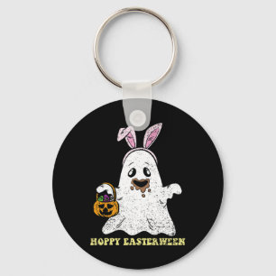 Ghost Bunny Hoppy Easter Egg Hunting Spring Men Wo Key Ring