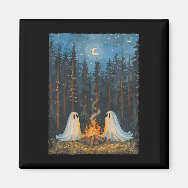 Ghost Campfire Camping Lover Forest Gothic Hallowe Magnet (Front)
